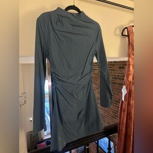 ASOS Long-Sleeve Ruched Dark Teal Mini Dress